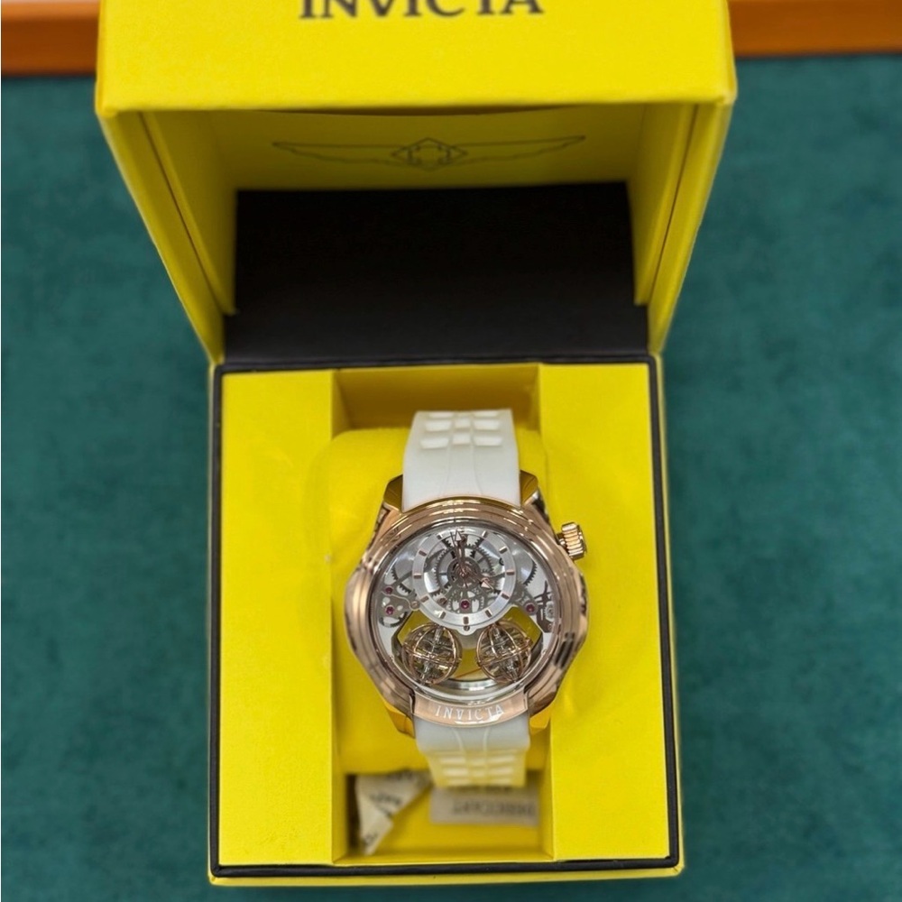Invicta White and Rose Gold Skeleton Watch quarts mens - Picture 2 of 7